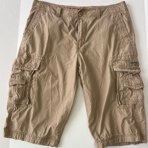 UNIONBAY Tan Cargo Shorts Relaxed Fit Cotton, 15” Inseam for TALLER guys